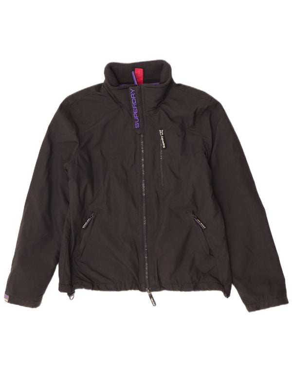 Damska kurtka wiatrówka Superdry The Windhiker Graphic UK 14, duża czarna