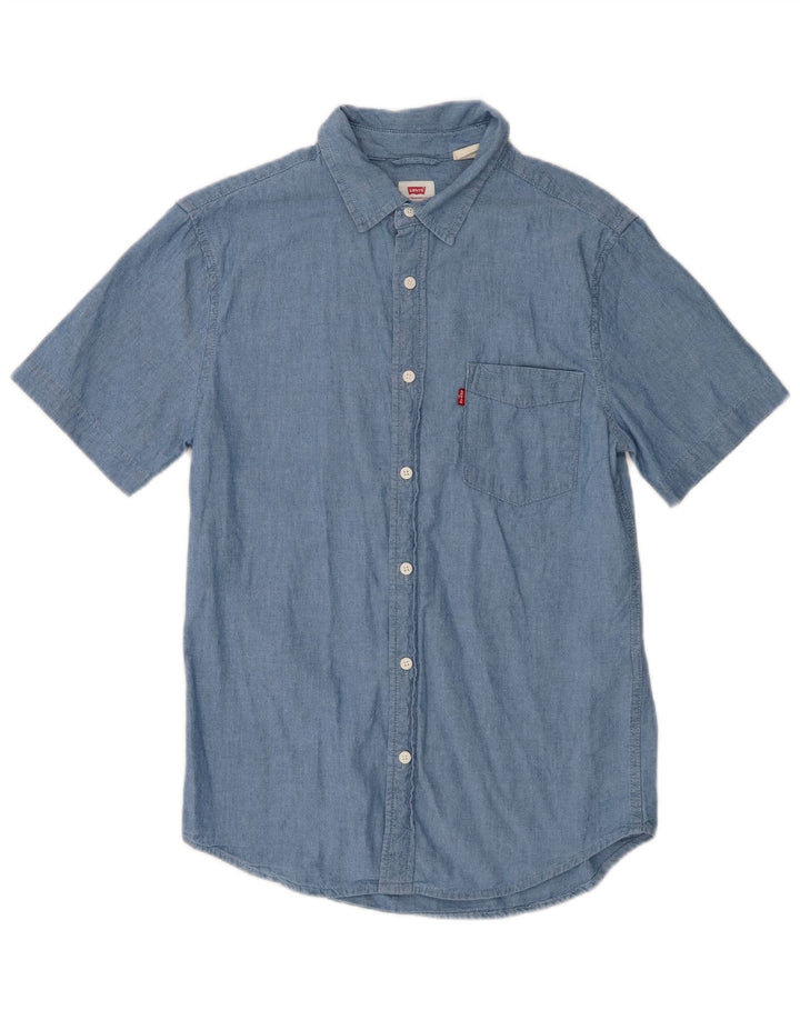 Koszula męska Levi's Standard z krótkim rękawem, mała, niebieska, bawełniana