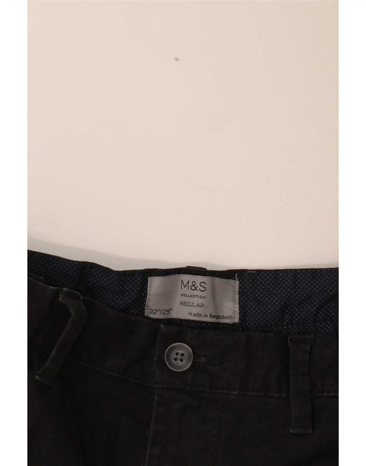 Marks & Spencer Męskie spodnie chino o prostym kroju o regularnym kroju W32 L29 czarne