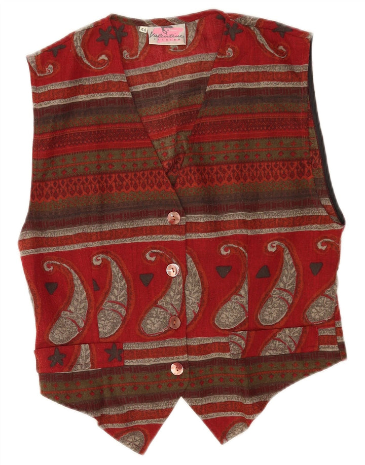 Kamizelka damska w stylu vintage IT 44, średni bordowy poliester Paisley