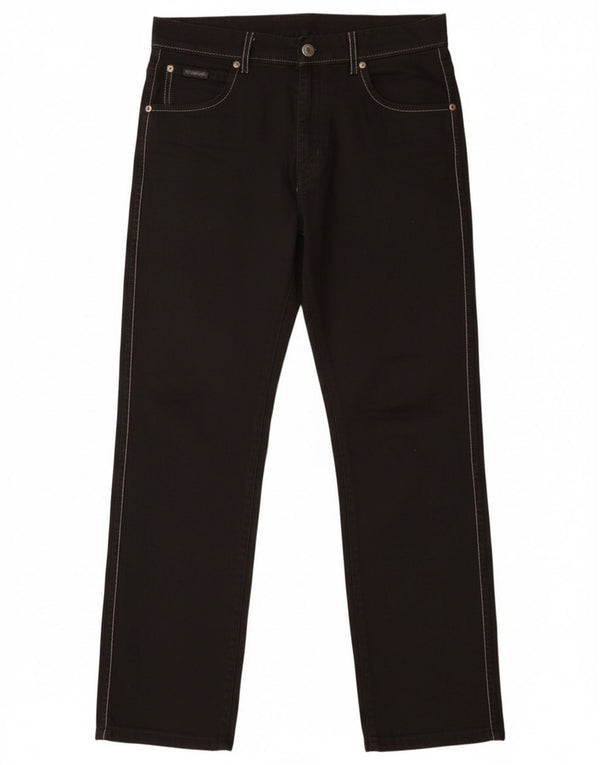 Wrangler Mens Texas Stretch Straight Casual Trousers W30 L30 Black Cotton
