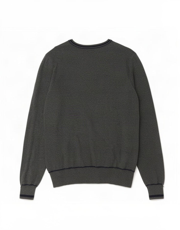 Męski sweter Zara z graficznym dekoltem w kształcie litery V, średnio szary