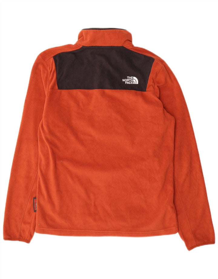 Męski sweter polarowy The North Face z guzikami pod szyją, w małych pomarańczowych blokach kolorów