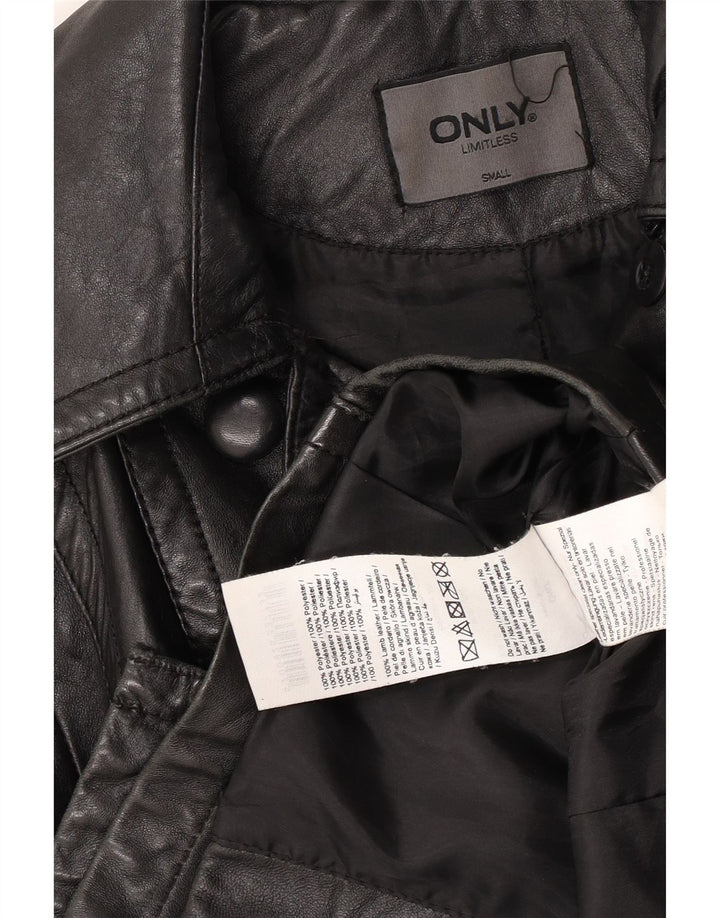 Tylko damska kurtka skórzana UK 10, mała czarna skóra