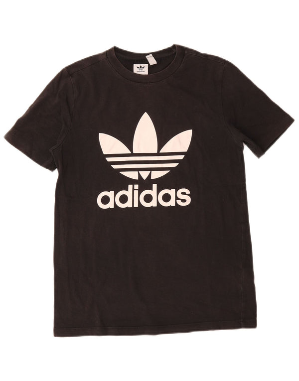 Adidas Womens Graphic T-Shirt Top UK 10 Small Black Cotton