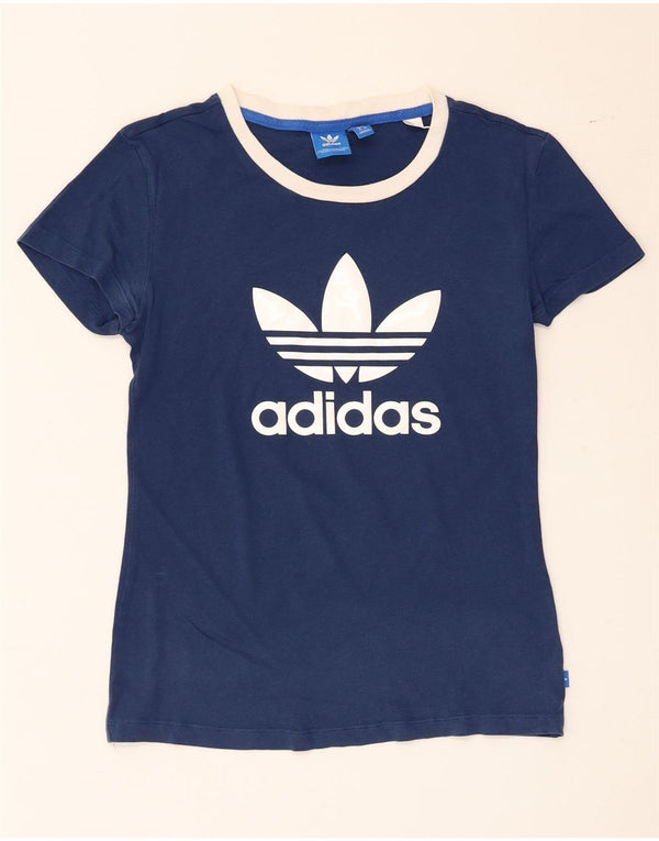 Damska koszulka graficzna Adidas Top UK 8, mała, granatowa