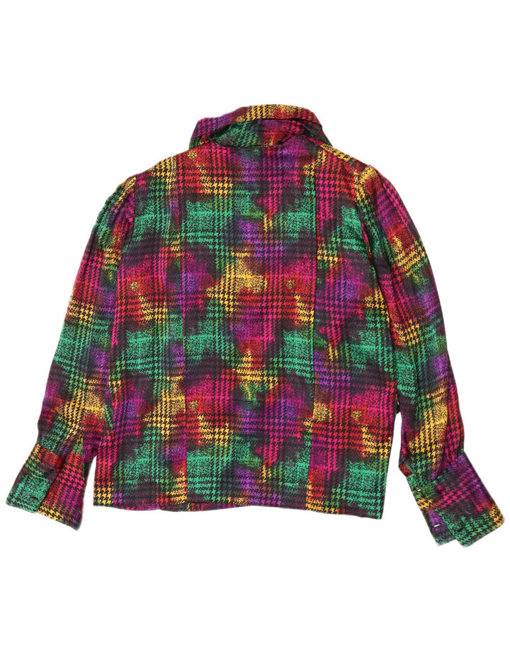 Damska bluzka z długim rękawem w stylu vintage, UK 18 XL, wielobarwna pepitka