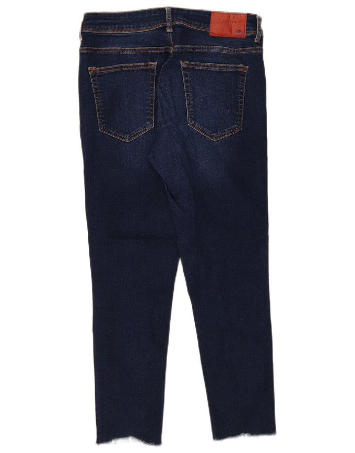 Damskie jeansy Zara w trudnej sytuacji, przycięte, EU 38, małe, W28 L26, granatowe