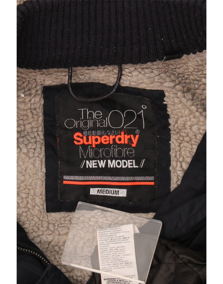 Damska kurtka Sherpa Parka z kapturem Superdry UK 14, średni granatowy poliester