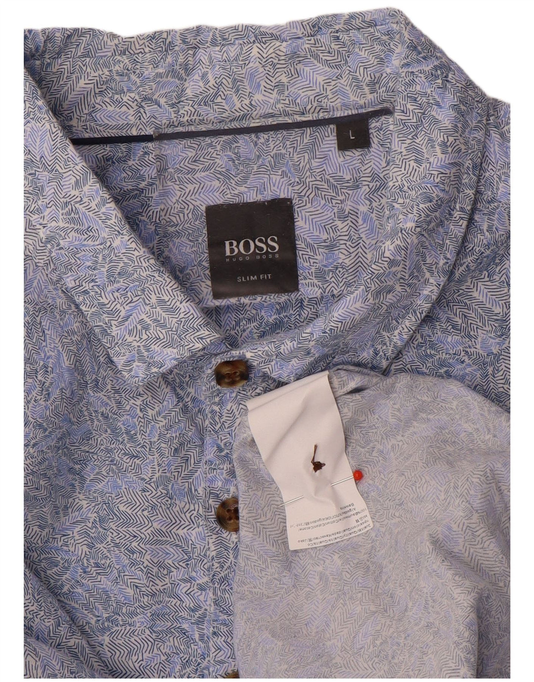 Męska koszula o dopasowanym kroju Hugo Boss w abstrakcyjny wzór, duża niebieska bawełna
