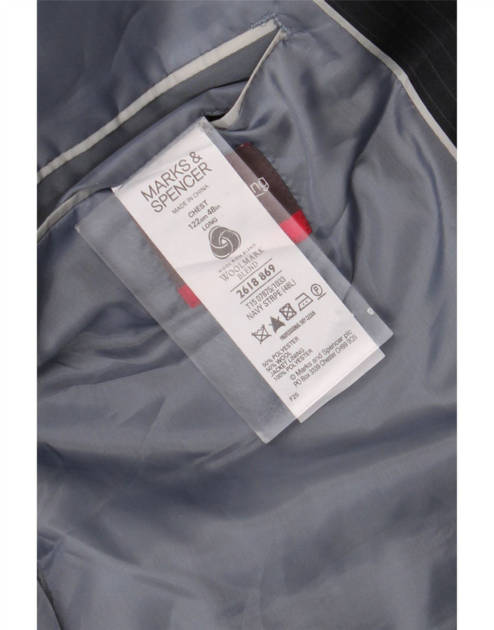 Męska marynarka Marks & Spencer Longline UK 48 2XL Granatowa w prążki