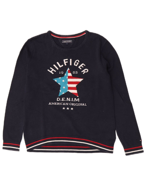 Chłopięcy sweter Tommy Hilfiger z okrągłym dekoltem, 11-12 lat, granatowy