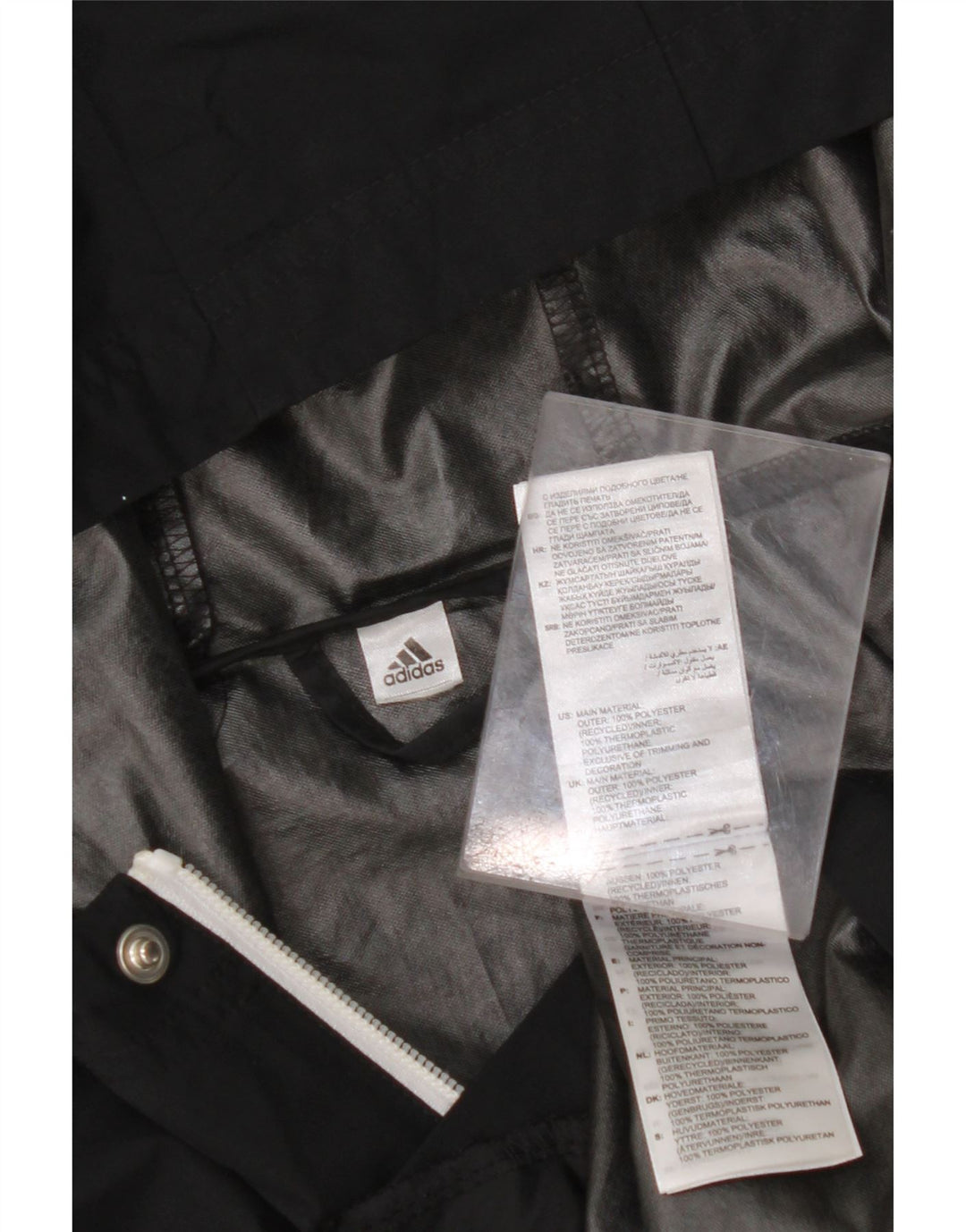 Męska kurtka przeciwdeszczowa ADIDAS z kapturem UK 38, średni czarny poliester