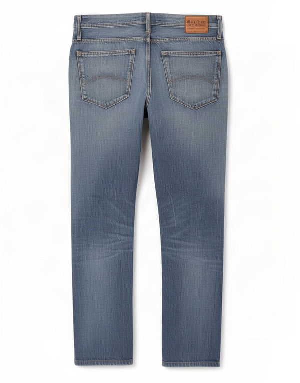 Męskie jeansy Tommy Hilfiger w trudnej sytuacji, proste W34 L30, niebieska bawełna