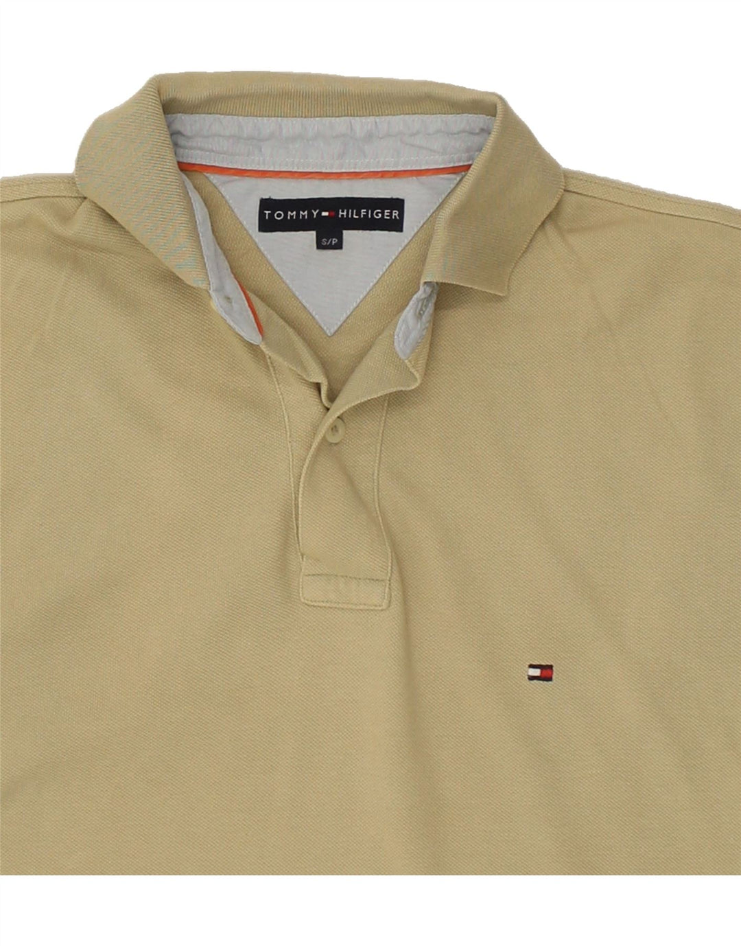 TOMMY HILFIGER Mens Polo Shirt Small Beige Cotton Vintage Tommy Hilfiger and Second-Hand Tommy Hilfiger from Messina Hembry 