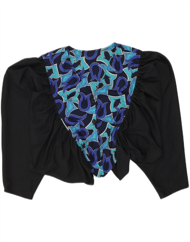 VINTAGE Damska bluzka koszulowa w abstrakcyjny wzór UK 16, duża czarna