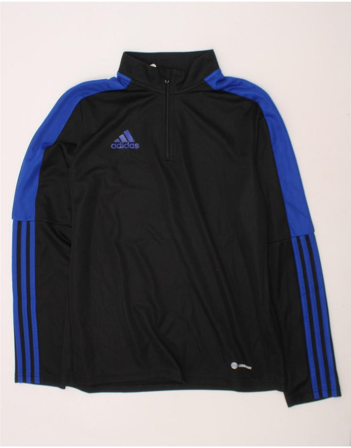 ADIDAS Boys Aeroready Pullover Tracksuit Top 13-14 Years Black Colourblock Vintage Adidas and Second-Hand Adidas from Messina Hembry 