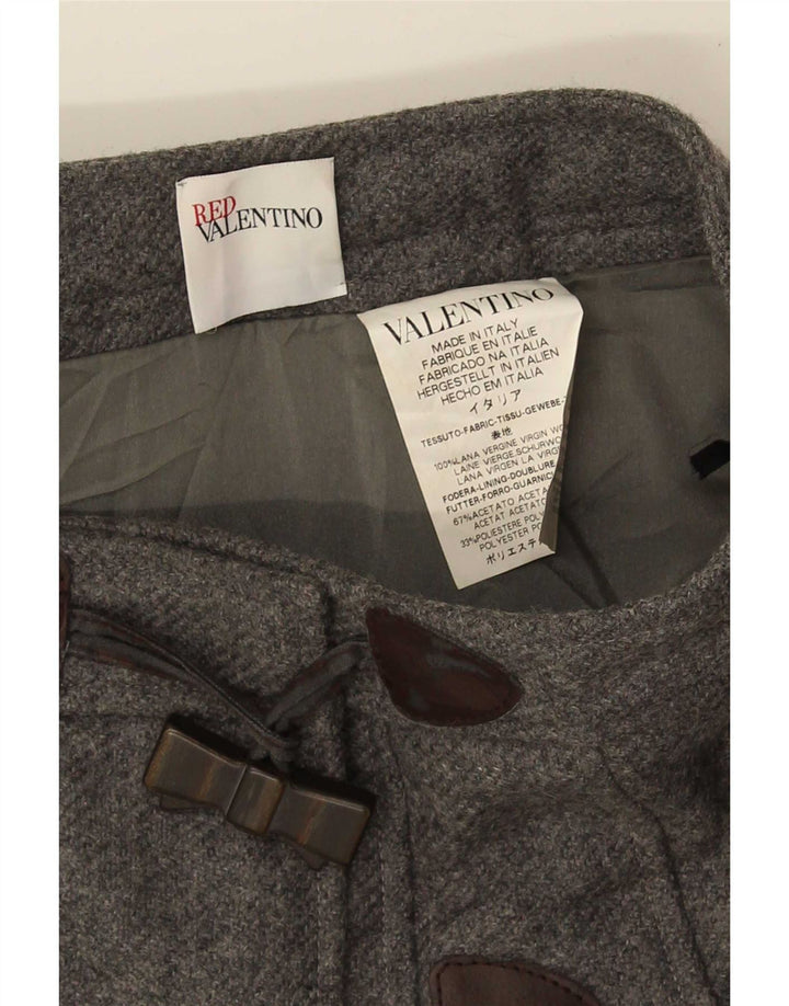 Valentino Damska mini spódniczka kopertowa Medium W30 Szara dziewicza wełna
