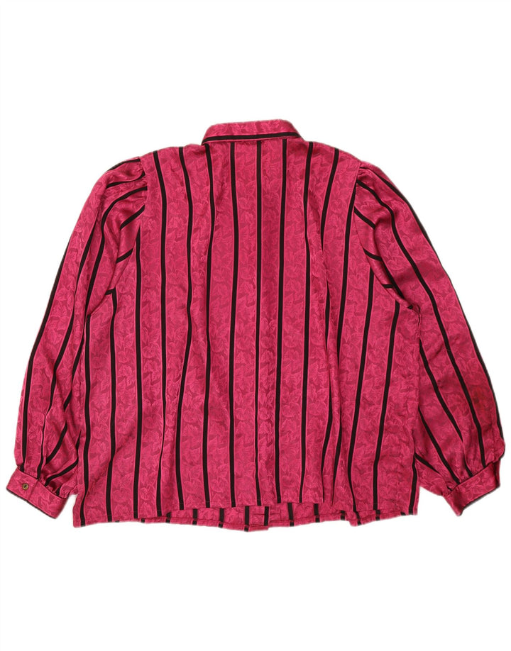 Damska bluzka koszulowa oversize w stylu vintage IT 52 2XL Różowy poliester w paski