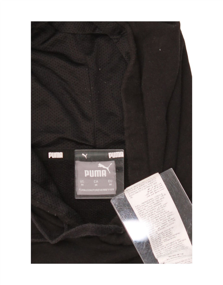 PUMA Mens Graphic Hoodie Jumper Medium Black Cotton Vintage Puma and Second-Hand Puma from Messina Hembry 