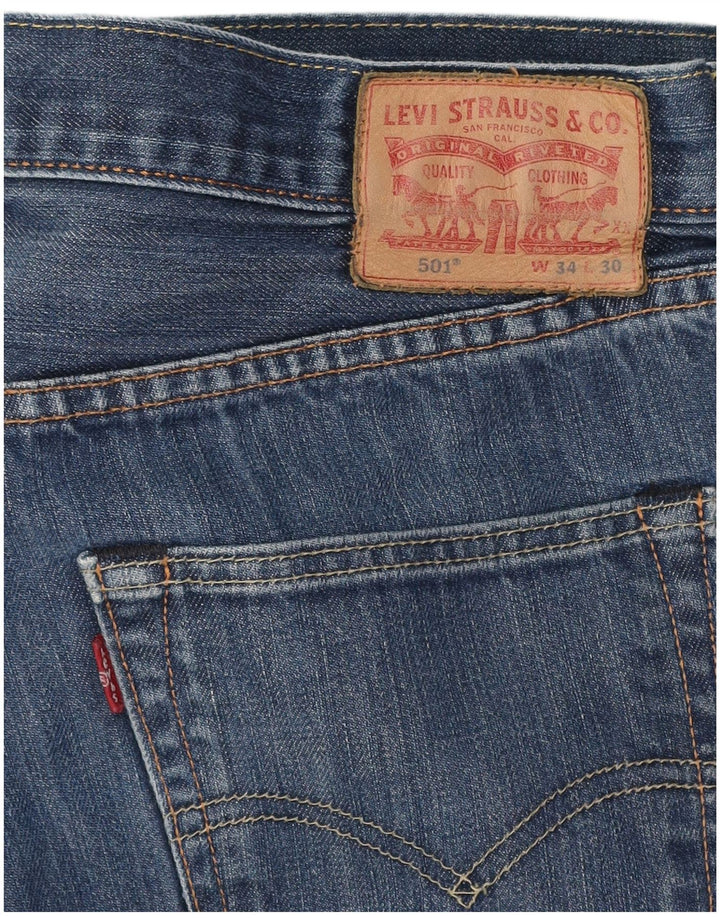 Męskie dżinsy Levi's 501 Straight W34 L30 Granatowa bawełna