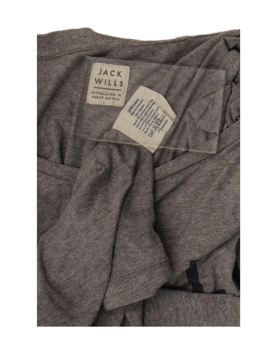 Męski T-shirt z grafiką JACK WILLS, mały, szary, bawełniany