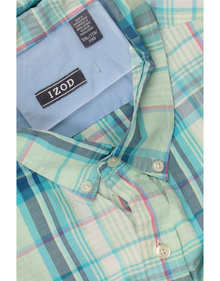 IZOD Mens Short Sleeve Shirt 2XL Blue Check Cotton Vintage Izod and Second-Hand Izod from Messina Hembry 