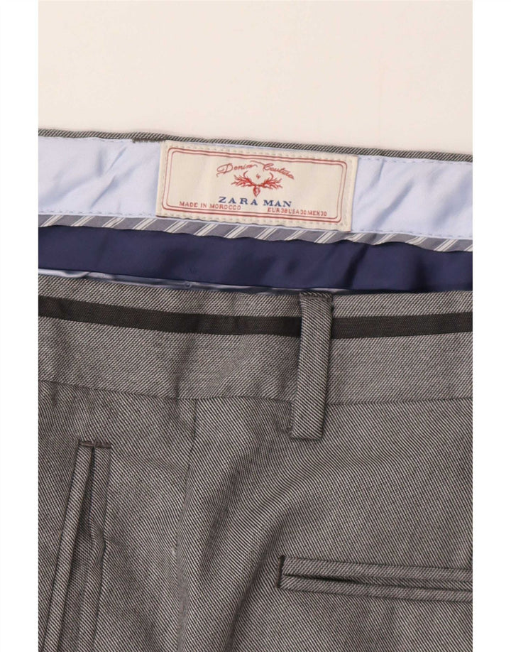 Męskie spodnie chino Zara EU 38 Medium W30 L33 Szary poliester