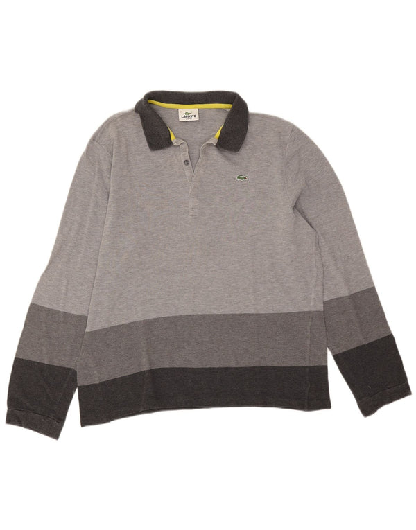 Męska koszulka polo Lacoste z długim rękawem, slim fit, rozmiar 7, 2XL, szary, blok kolorów