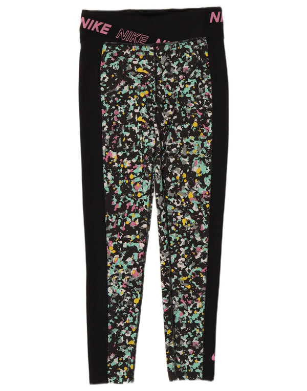 Dziewczęce legginsy NIKE Dri Fit z grafiką 12-13 lat, duże, czarne w cętki