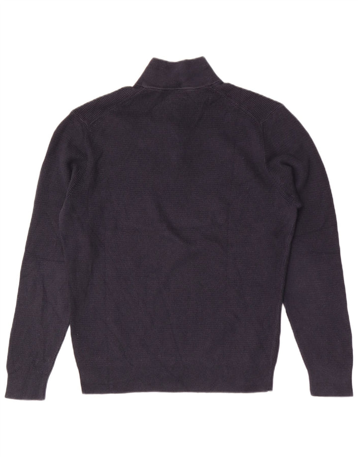 Męski sweter zapinany na zamek Massimo Dutti, duży, granatowy, bawełniany