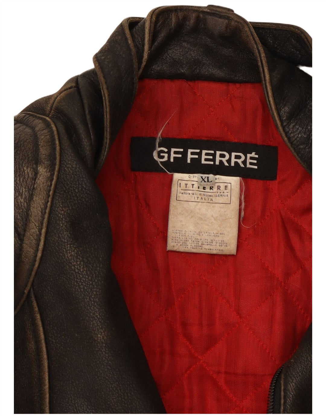 Męska skórzana kurtka racer GF Ferre UK 42 XL, brązowa skóra