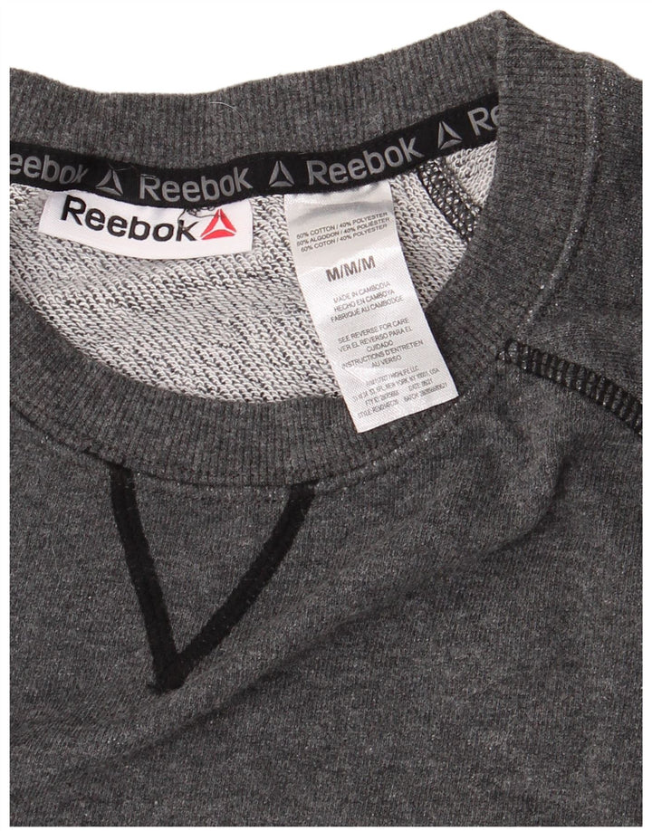 Męska bluza z grafiką REEBOK, średnioszara, bawełniana