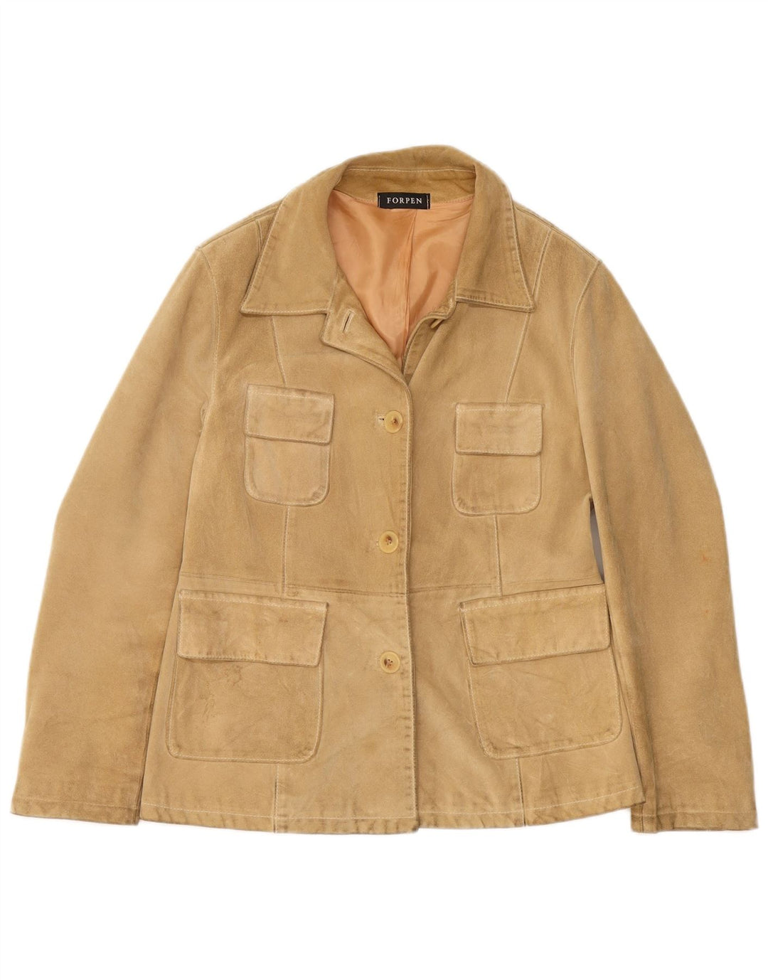 Vintage damska zamszowa kurtka UK 8 Small Beige