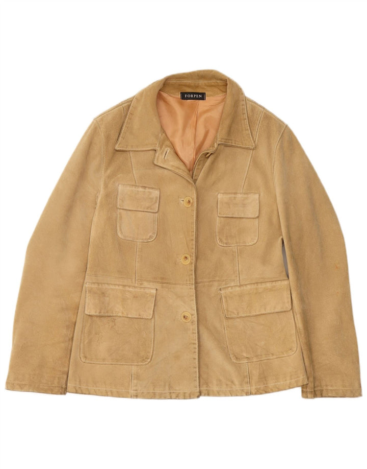 Vintage damska zamszowa kurtka UK 8 Small Beige