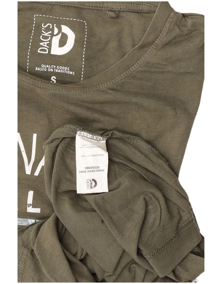 Męski T-shirt z grafiką Dack's, mały, bawełniany khaki