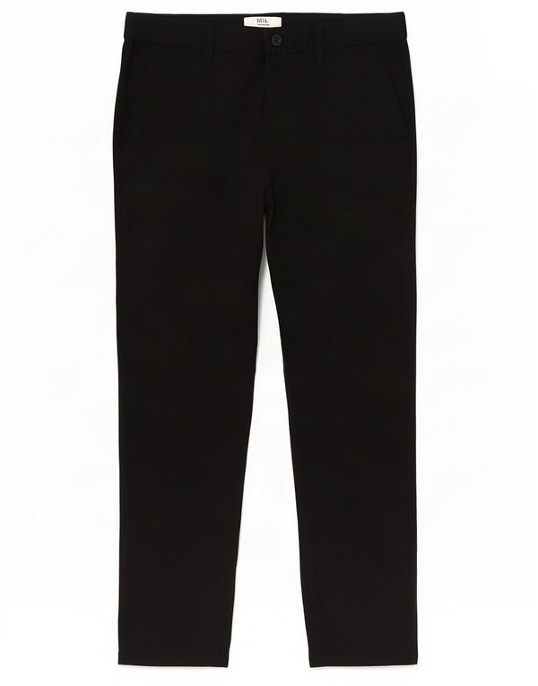 Marks & Spencer Mens Slim Fit Chino Trousers W34 L29 Black Cotton