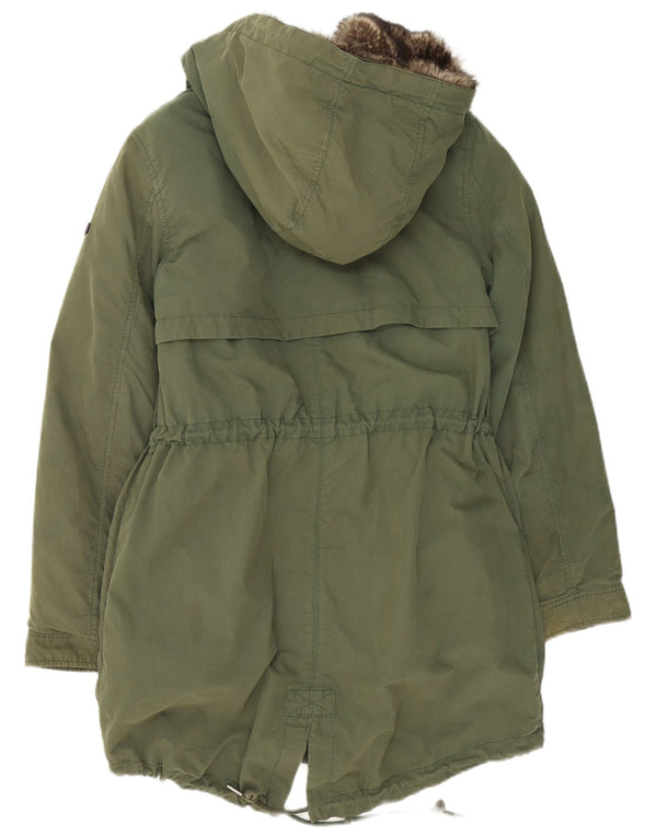 Damska kurtka parka z kapturem Tommy Hilfiger UK 14, średnia zielona bawełna