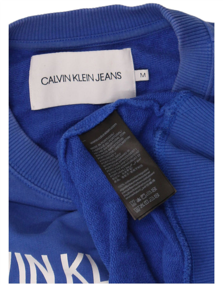 Męska bluza z grafiką Calvin Klein Jeans, średnioniebieska, bawełniana