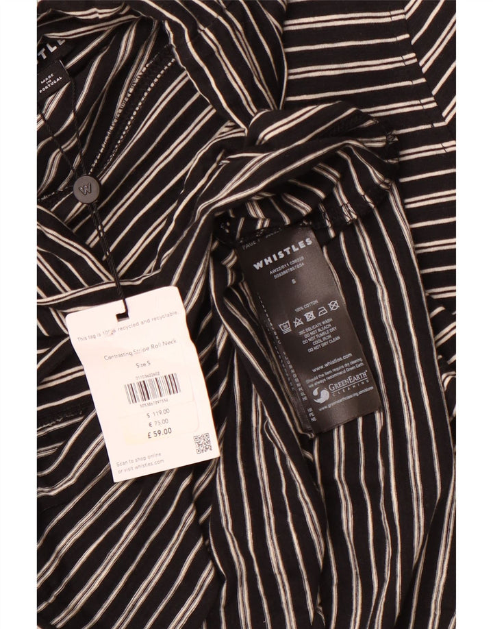 WHISTLES Damski top z golfem i długim rękawem, UK 10, małe, czarne paski, bawełna