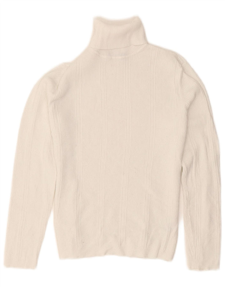 Marks & Spencer Damski sweter z golfem UK 12 Średnio-biała wiskoza