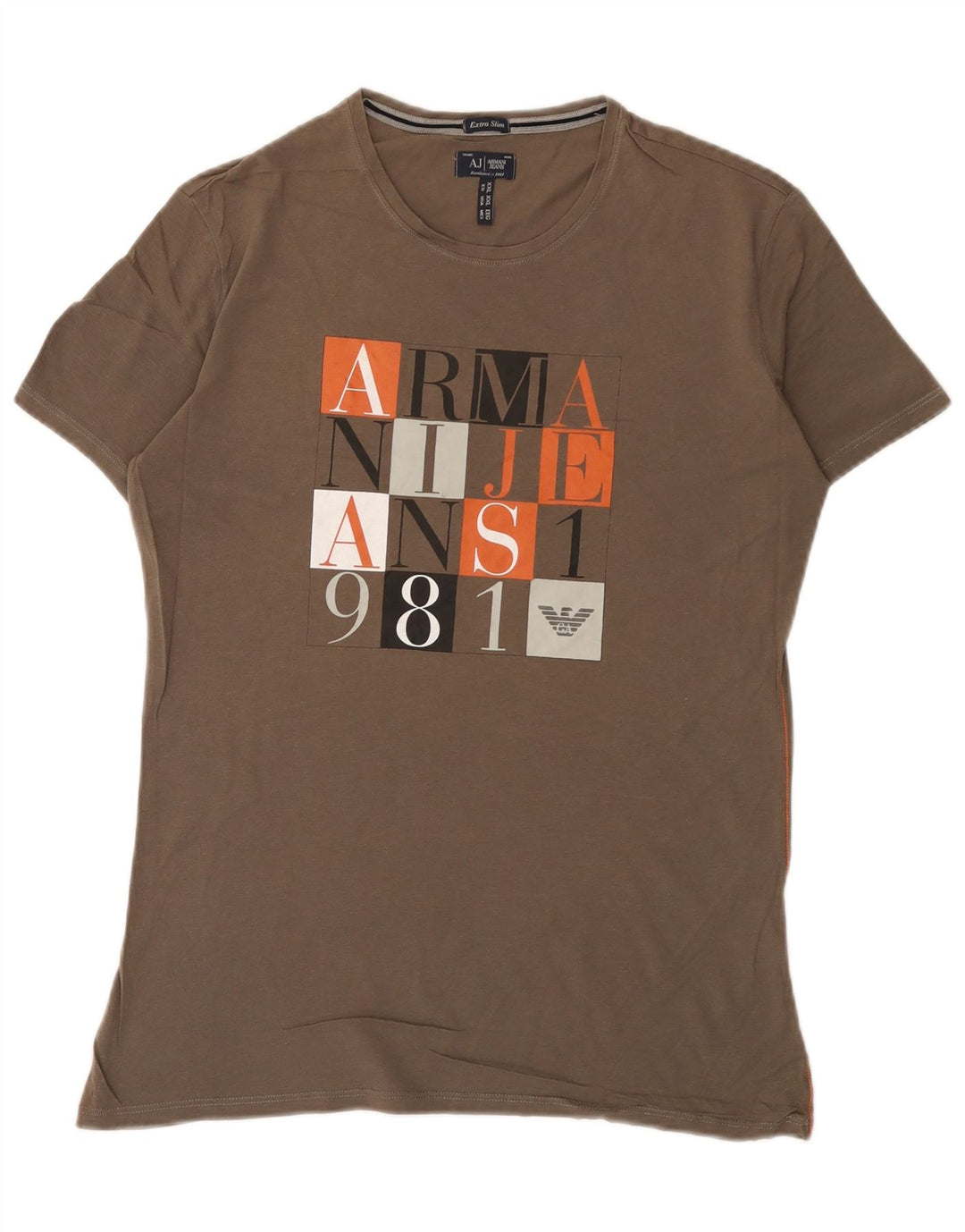 Męska koszulka Armani Jeans Extra Slim Graphic Top 2XL w kolorze szarym