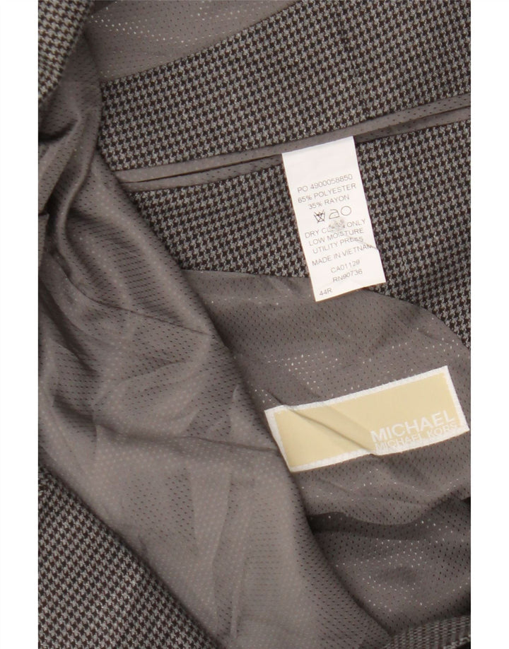 MICHAEL KORS Mens 2 Button Blazer Jacket UK 44 2XL Grey Houndstooth Vintage Michael Kors and Second-Hand Michael Kors from Messina Hembry 