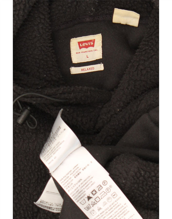 LEVI'S Męski sweter polarowy z kapturem, duży, czarny, poliestrowy