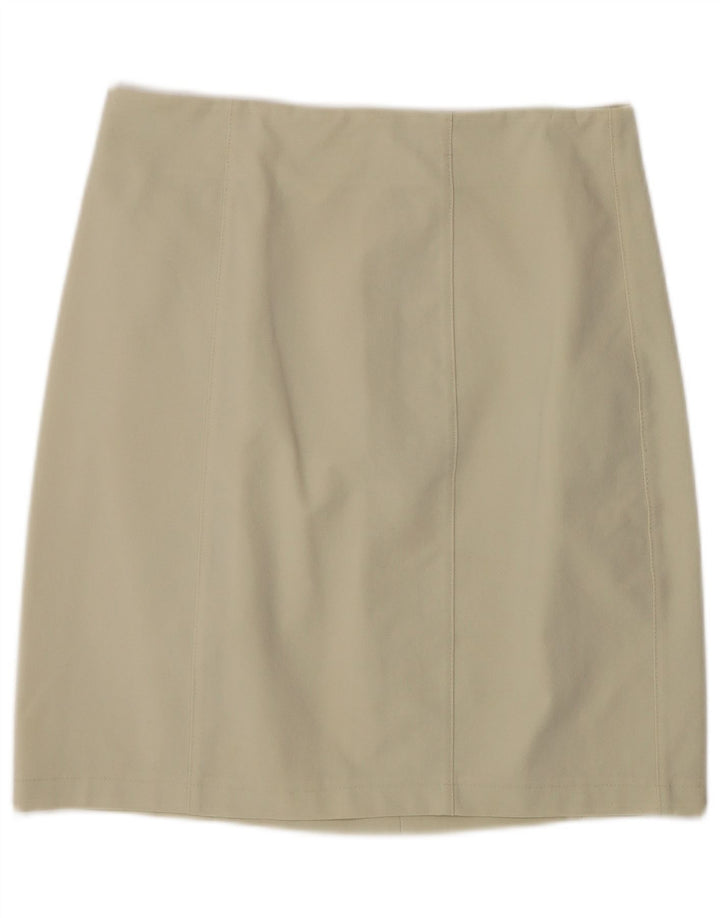 Vintage damska mini spódniczka duża W30 beżowy poliamid