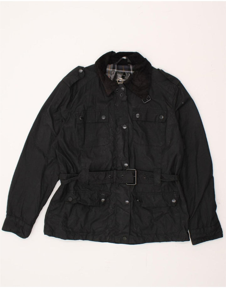 CRANE Womens Military Jacket UK 14 Medium Black Cotton Vintage Crane and Second-Hand Crane from Messina Hembry 