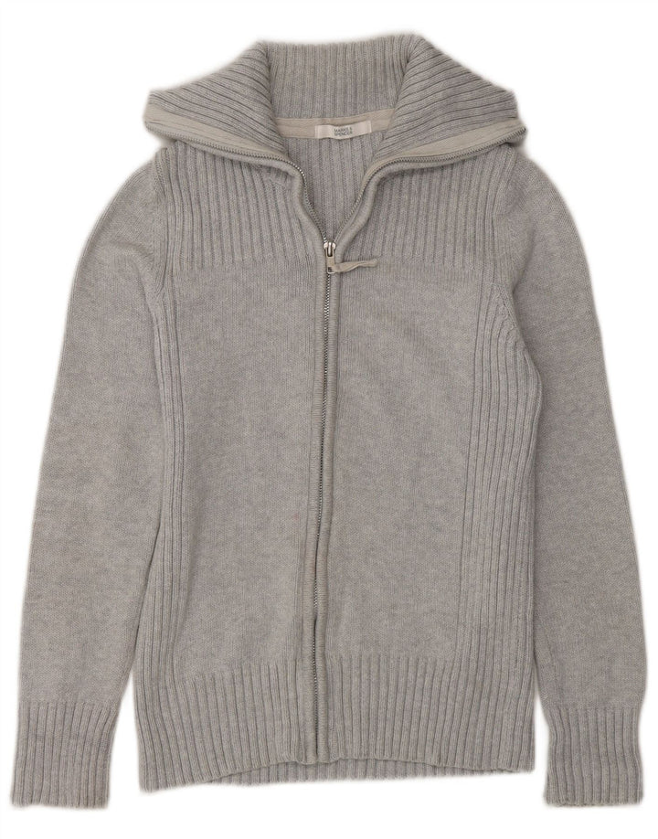 Marks & Spencer Damski sweter rozpinany z pełnym zamkiem, UK 12, średnioszary, bawełniany