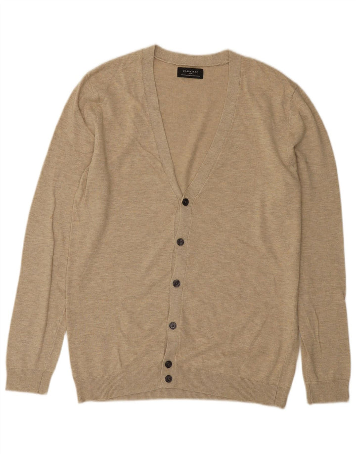 Męski sweter Zara w kolorze średniego beżu z plamkami