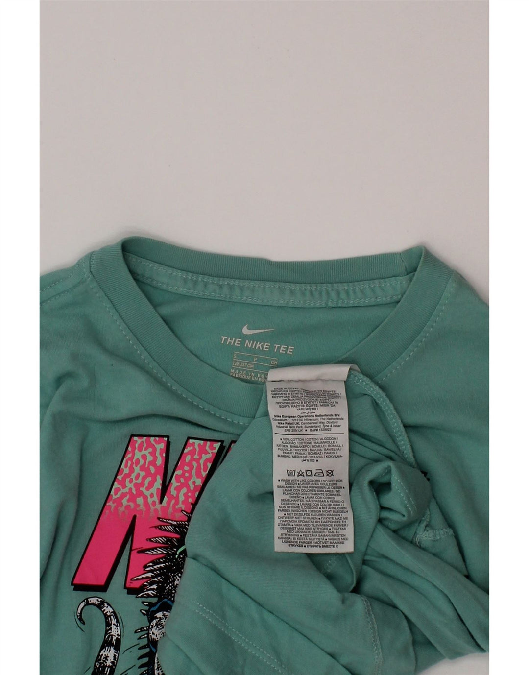 Chłopięcy T-shirt z grafiką Nike w wieku 8-9 lat, mały, turkusowy, bawełniany