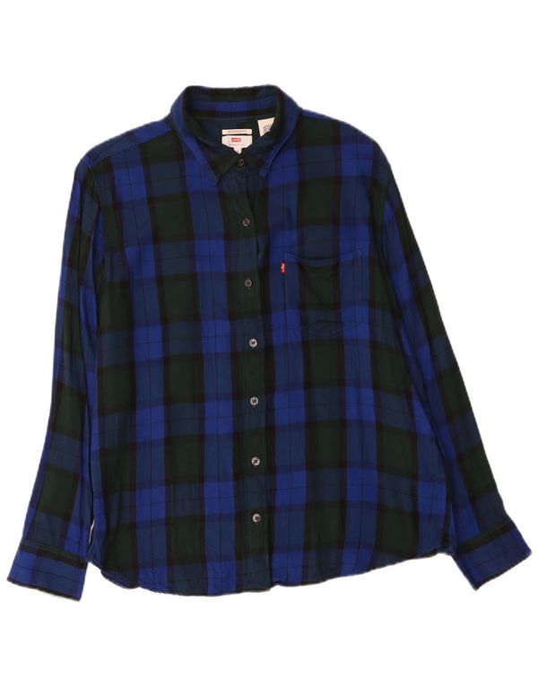 Damska koszula flanelowa Levi's Boyfriend Fit UK 14 Średnio niebieska wiskoza w kratkę